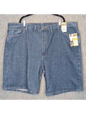 Wrangler Mens Denim Shorts 48 Relaxed Fit Blue Cotton Knee Length NWT